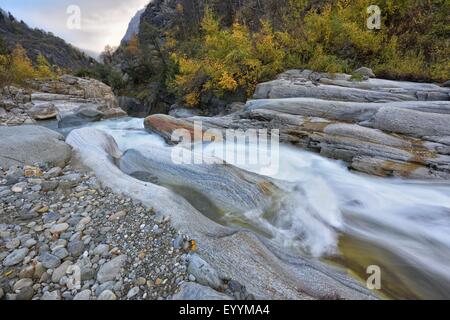 Humeur d'automne lors d'une rivière de montagne dans le Parc National du Grand Paradis, en Italie, Gran Paradiso National Park Banque D'Images