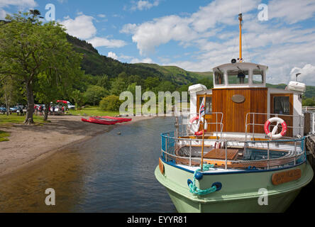 Bateaux à vapeur à Glenridding Ullswater en été Lake District National Park Cumbria Angleterre Royaume-Uni Grande-Bretagne Banque D'Images