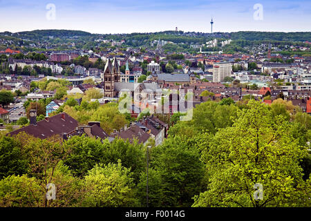 Vue panoramique sur Elberfeld, Allemagne, Rhénanie du Nord-Westphalie, région du Bergisches Land, à Wuppertal Banque D'Images