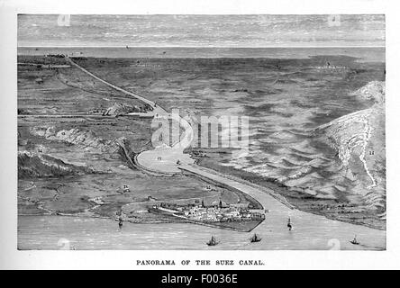 Port Said, Egypte - 1869 - Prise de 10 ans pour construire le canal de Suez, a été conçu par le français Ferdinand de Lesseps, qui bec Banque D'Images