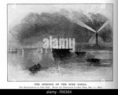 Port Said, Egypte - 1869 - Prise de 10 ans pour construire le canal de Suez, a été conçu par le français Ferdinand de Lesseps, qui bec Banque D'Images