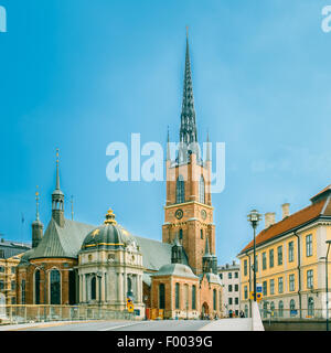 Bâtiment de Riddarholm Kyrka (Église Riddarholm) à Stockholm, en Suède. L'église est l'église Riddarholm enterrement de monarques suédois. Je Banque D'Images