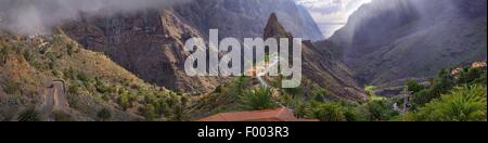 Village de montagne Masca dans le Macizo de montagne Teno, Iles Canaries, Tenerife, Masca Banque D'Images