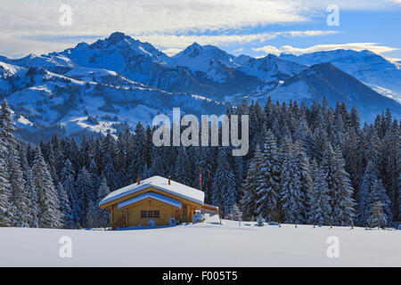 Outlook à partir du col de Jaun, Suisse, Freiburger Voralpen Banque D'Images