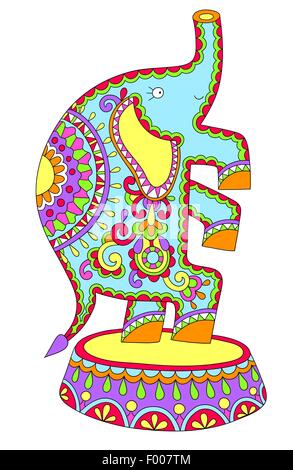 Dessin couleur de thème du cirque - performance de l'éléphant Illustration de Vecteur