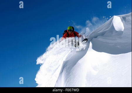 Freeskiing dans les Alpes, France, Savoie, La Rosière Banque D'Images