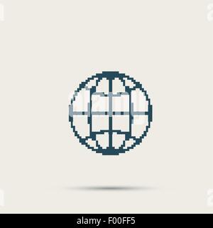 L'icône de pixels noirs simple planète. Conception vectorielle Illustration de Vecteur