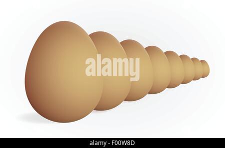 Résumé dans la rangée des oeufs isolé sur blanc illustration. Illustration de Vecteur