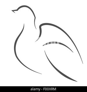 Oiseau colombe contour. Symbole vecteur illustration. Illustration de Vecteur