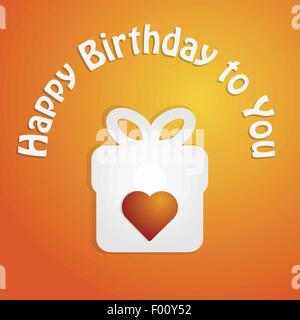 Joyeux anniversaire carte avec présent fort et coeur vector illustration. Illustration de Vecteur