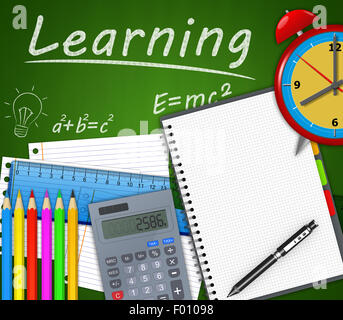 Des fournitures scolaires, l'éducation en tant que concept tableau Banque D'Images