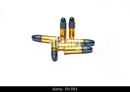 .22 Long Rifle Bullet isolé sur fond blanc Banque D'Images