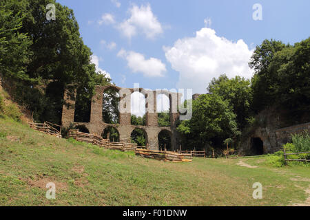 Ancien aqueduc romain à Monterano, Viterbe, Italie Banque D'Images