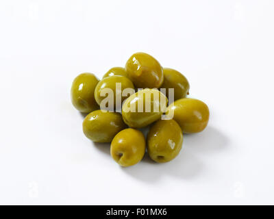 Unpitted saumure olives vertes Banque D'Images