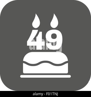 Le gâteau d'anniversaire avec des bougies en forme de numéro 49. Symbole d'anniversaire. Télévision Illustration de Vecteur