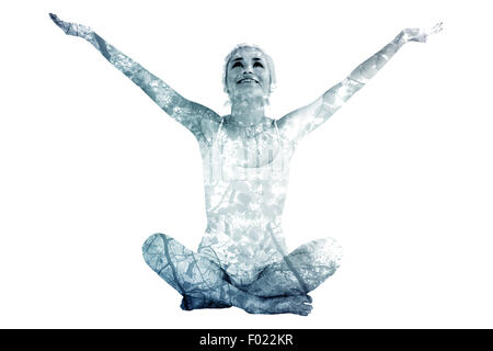 Image composite de tonique young woman with arms outstretched Banque D'Images