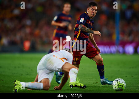 Barcelone, Espagne. Le 05 août, 2015. Lionel Messi (FC Barcelone), au cours de Joan Gamper Trophy match de football entre le FC Barcelone et l'AS Roma FC, au Camp Nou à Barcelone, Espagne, le mercredi 5 août 2015. Foto : S.Lau : dpa Crédit photo alliance/Alamy Live News Banque D'Images