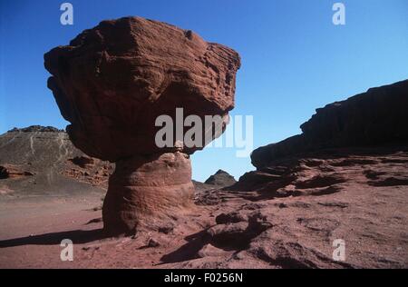 Israël - désert du Néguev - Timna Valley National Park - formations de grès érodées. Banque D'Images