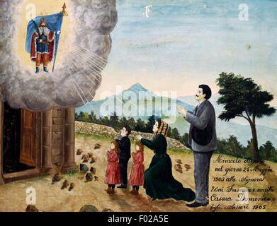 Dans la prière familiale, ex voto, Italie, 1905. Banque D'Images