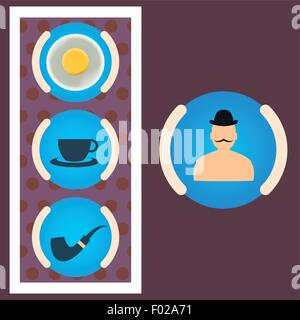 Jeu de matin thé brouillés gentleman Illustration de Vecteur