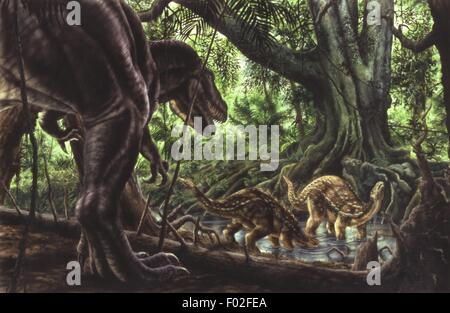 Paléozoologie - Jurassique - Dinosaures - Dracopelta - Art par Robin Boutell Banque D'Images