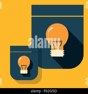 Lumière brillante icône ampoule sur un bouclier simple Illustration de Vecteur