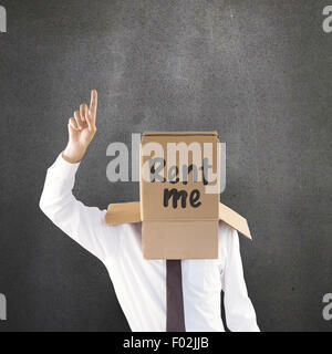 Image composite de l'homme anonyme avec la main pointant vers le haut Banque D'Images