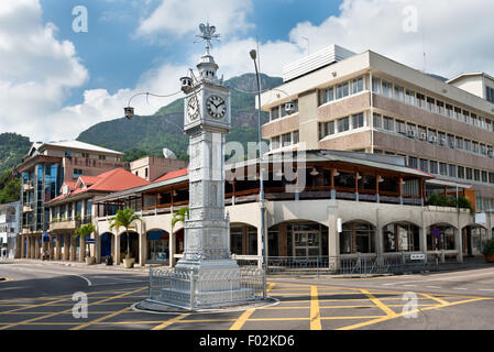 La tour de l'horloge de Victoria, également connu sous le nom de Little Big Ben, Seychelles Banque D'Images