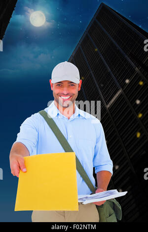 Image composite de portrait de postman la prestation lettre Banque D'Images