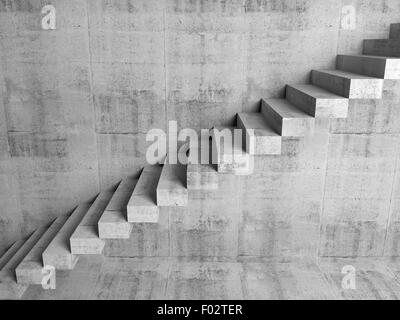 Résumé de l'intérieur de béton en porte-à-faux, fragment escaliers sur le mur, numérique 3d illustration Banque D'Images