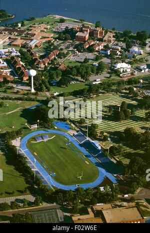 Vue aérienne de Hampton avec le stade - Virginie, États-Unis d'Amérique Banque D'Images