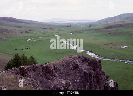 Taïga, région, la Mongolie Khujirt. Banque D'Images