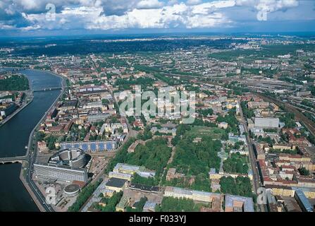 Vue aérienne de Saint Petersburg et de la rivière Neva, Russie Banque D'Images