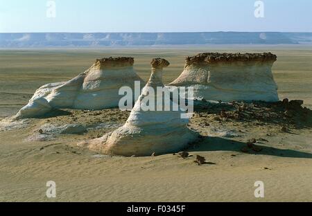 Les formations géologiques, Qattara Dépression, Désert de Libye, désert du Sahara, l'Egypte. Banque D'Images