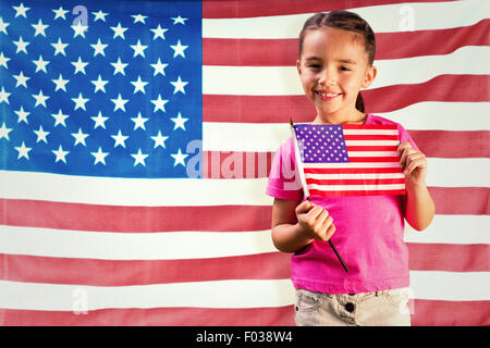 Image composite de petite fille avec le drapeau américain Banque D'Images