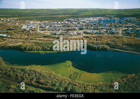 Vue aérienne d'Inuvik, Territoires du Nord-Ouest, Canada Banque D'Images