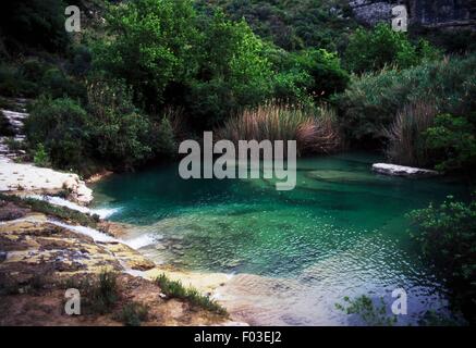 Central Lake, réserve naturelle de Cavagrande del Cassibile, Sicile, Italie. Banque D'Images