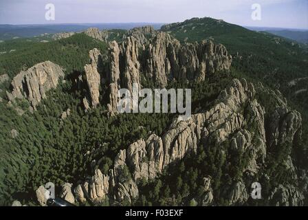 USA, Dakota du Sud, les Black Hills, Custer State Park, rock pics, vue aérienne Banque D'Images