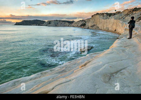 L'Italie, la Sicile, la Scala dei Turchi , Escalier des Turcs Banque D'Images