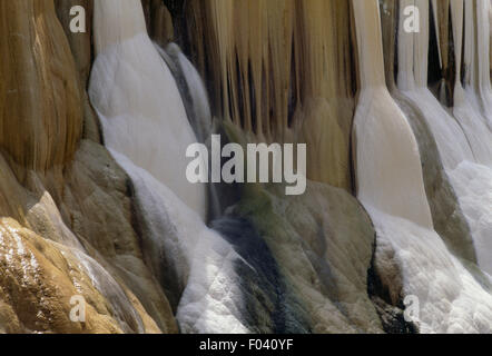 Cascades pétrifiées, détail, Hammam Meskhoutine Shellala (Hammam), Guelma, Algérie. Banque D'Images