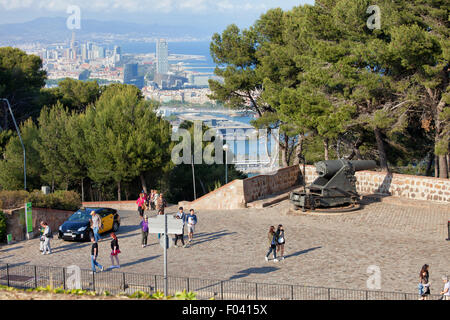 Haut de la colline de Montjuic à Barcelone, Catalogne, Espagne Banque D'Images