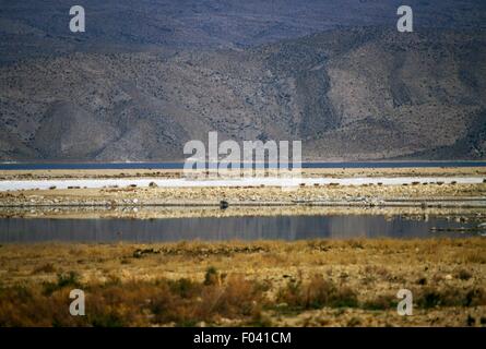 Vue sur Lac Namak (Daryacheh-ye Namak) salt lake, situé à environ 100 km à l'est de la ville de Qom, en Iran. Banque D'Images