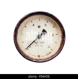 Compteur de pression vintage, isolated on white Banque D'Images