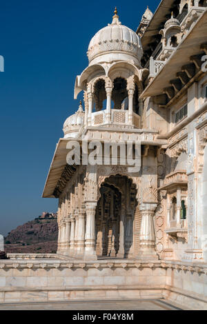 Jaswant Thada, mausolée commémoratif en marbre blanc de Maharaja Jaswant Singh, Cénotaphe, Jodhpur, Rajasthan, India Banque D'Images