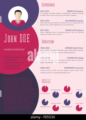 Colorful cool nouveau cv curriculum vitae cv template design Banque D'Images