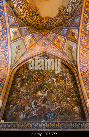 Voûtes de hall principal, Palais Chehel Sutun, Isfahan, Iran Banque D'Images