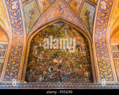 Voûtes de hall principal, Palais Chehel Sutun, Isfahan, Iran Banque D'Images