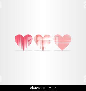 Rayé coeur design icons set Illustration de Vecteur