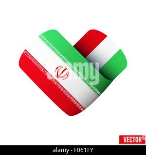 L'icône en forme de drapeau dans la forme de coeur. J'aime l'Iran. Illustration de Vecteur