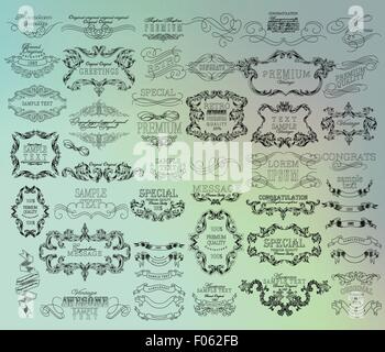 Ensemble de main-dessin floral calligraphique éléments de conception. Illustration de Vecteur